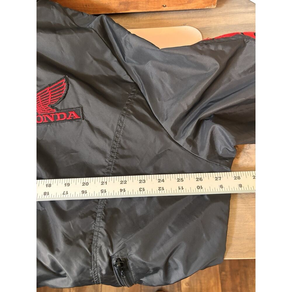 Hondaline Honda OEM VTG 70s 80s Black Red Biker Bomber Jacket Windbreaker XXL - Picture 10 of 12